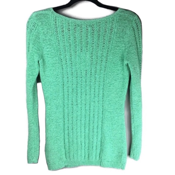 NWT Rachel Zoe ‘Karla’ Open Stitch Gossamer Green Sweater Size Small - Picture 2 of 10